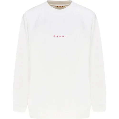 Weißes Logo-Print Sweatshirt , Damen, Größe: XS - Marni - Modalova