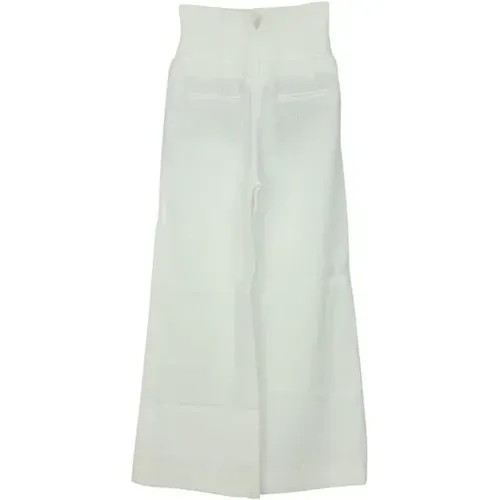 Elegante weiße Hose mit weitem Bein aus Baumwolle - Chanel Vintage - Modalova