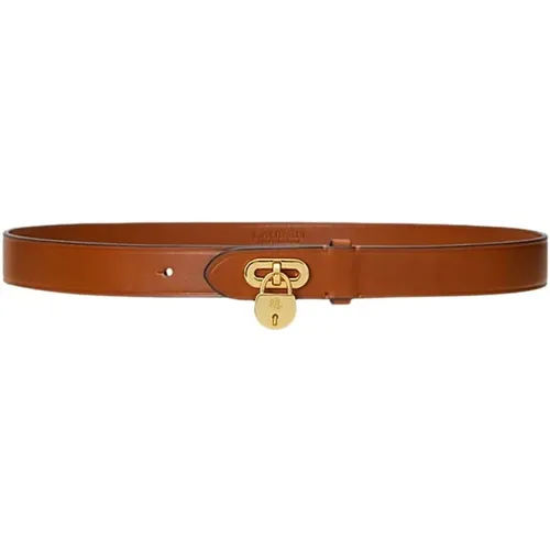 Leather belt with padlock , female, Sizes: L, M, S - Ralph Lauren - Modalova