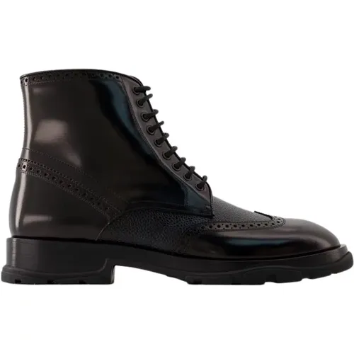 Leather Laced Ankle Boots , male, Sizes: 8 UK, 10 UK, 6 UK, 7 UK, 9 UK - alexander mcqueen - Modalova