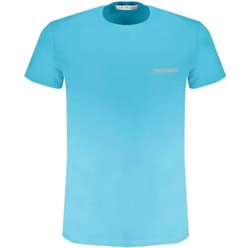 Blau Baumwolle Logo Print T-Shirt , Herren, Größe: M - Trussardi - Modalova