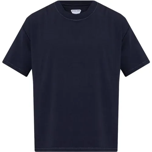 Navy Cotton Crewneck T-shirt , male, Sizes: L, M, XL, S - Bottega Veneta - Modalova