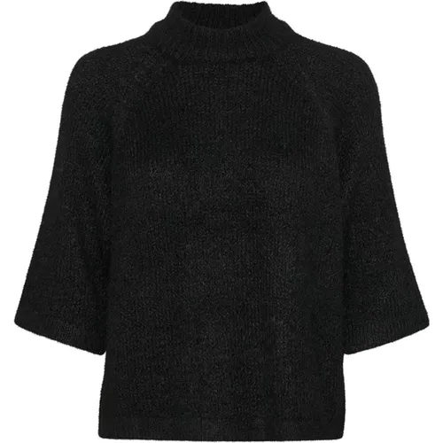 Schwarzer Tiefer Strickpullover Pullover , Damen, Größe: 2XL - Kaffe - Modalova