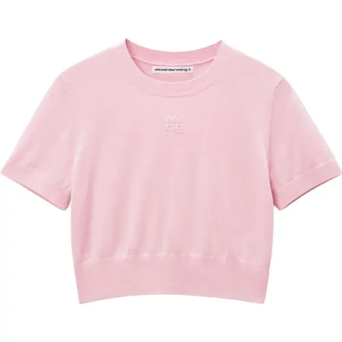 Wool Logo T-shirts Polos , female, Sizes: S - alexander wang - Modalova