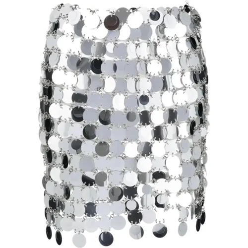 Silver Mini Skirt , female, Sizes: S, XS - Paco Rabanne - Modalova