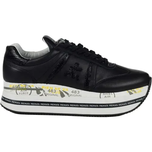 Schwarze Str-Sneakers mit Plateausohle , Damen, Größe: 40 EU - Premiata - Modalova