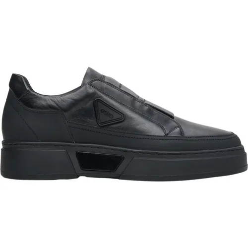 Herren Schwarze Slip-On Sneakers aus echtem Leder Er00113805 , Herren, Größe: 40 EU - Estro - Modalova