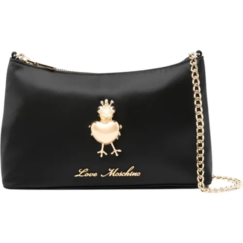 Schwarze Schultertasche mit Froschmotiv - Love Moschino - Modalova