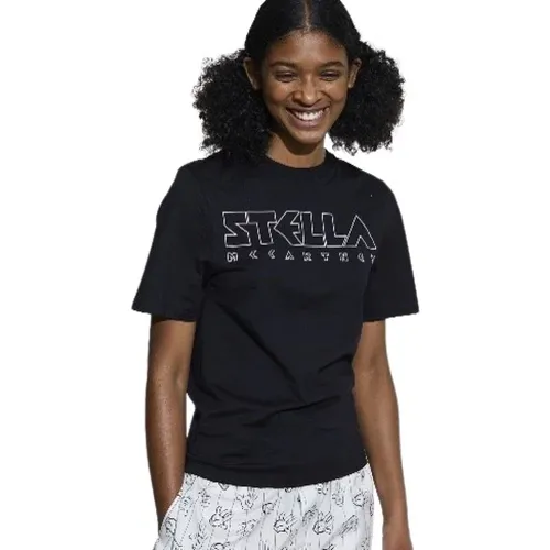 Schwarzes T-Shirt mit Logo-Druck , Damen, Größe: M - Stella Mccartney - Modalova