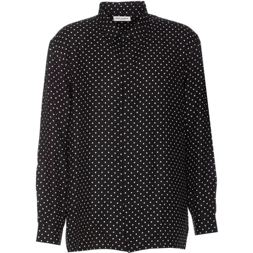 Seiden Schwarzes Hemd Elegant Polka Dots - Saint Laurent - Modalova