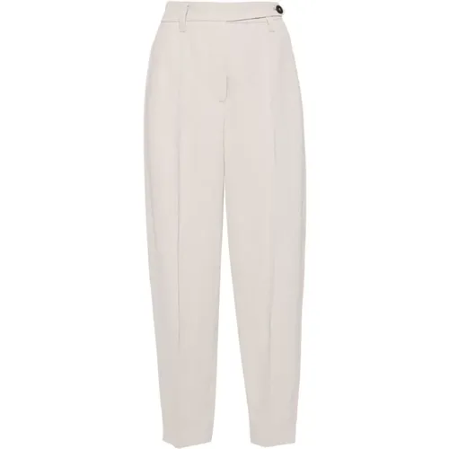 Quartz Linen Cropped Trousers , female, Sizes: S, M - BRUNELLO CUCINELLI - Modalova