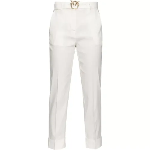 Linen trousers with Love Birds belt , female, Sizes: S, XS - pinko - Modalova