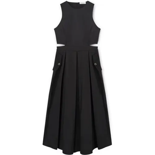 Midi-Kleid mit Cut-out und Seitentaschen , Damen, Größe: M - Motivi - Modalova