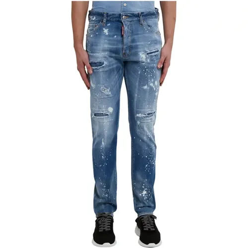 Blaue Skinny Jeans aus Denim , Herren, Größe: 2XL - Dsquared2 - Modalova