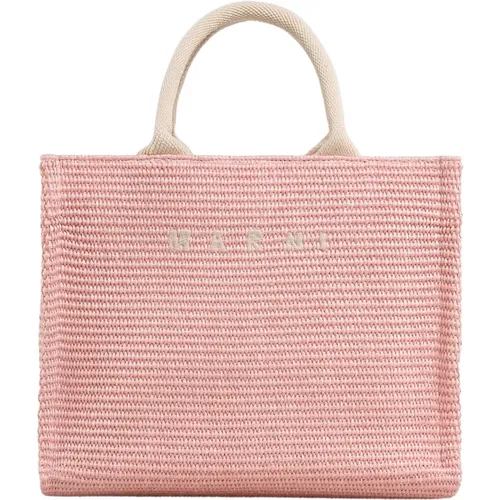 Raffia-effect small tote bag , female, Sizes: ONE SIZE - Marni - Modalova