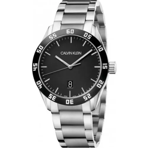 Modern Quartz Watch with Black Dial and Steel Strap , female, Sizes: ONE SIZE - Calvin Klein - Modalova