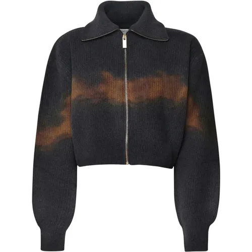 Grauer Zip-Sweatshirt mit Polokragen - Akep - Modalova