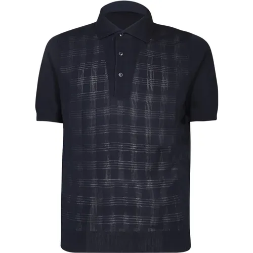 Cotton Polo Shirt with Check Details , male, Sizes: M - Lardini - Modalova