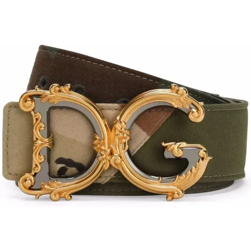 Luxury Leather Belt with Baroque Logo Buckle , female, Sizes: 70 CM - Dolce & Gabbana - Modalova