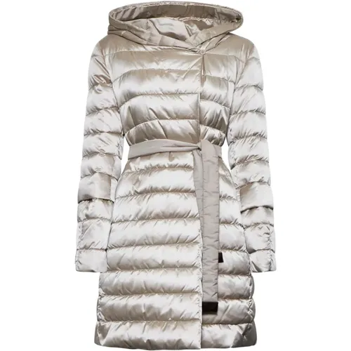 Grey Quilted Down Jacket with Hood , female, Sizes: 3XS, 2XS - Max Mara - Modalova