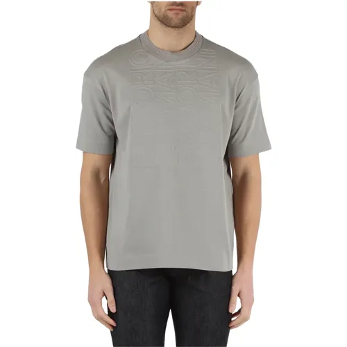 T-Shirt aus schwerer Baumwolle mit bedrucktem Logo , Herren, Größe: XL - Emporio Armani - Modalova