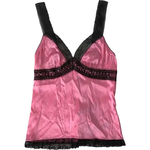 Rosa Spitzen Seiden Camisole Top , Damen, Größe: XS - Dolce & Gabbana - Modalova