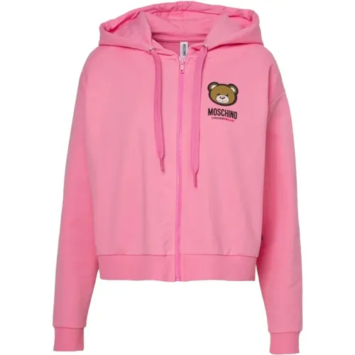 Zip Hoodie , Damen, Größe: L - Moschino - Modalova