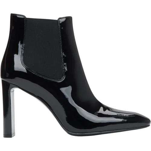 Women's Ankle Boots made of Patent Genuine Leather with a High Block Heel Er00115904 , female, Sizes: 4 UK, 3 UK, 5 UK, 7 UK, 6 UK - Estro - Modalova