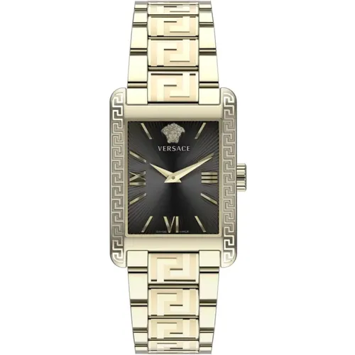 Gold Edelstahl Tonneau Uhr , Damen, Größe: ONE Size - Versace - Modalova