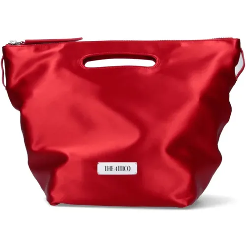 Rote Satin Tote Tasche mit abnehmbarem Riemen , Damen, Größe: ONE Size - The Attico - Modalova
