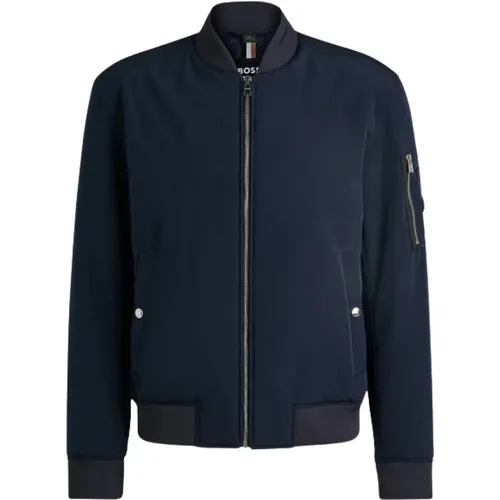 Marine Bomber Jacket with Zipper Pockets , male, Sizes: 3XL, XL, 2XL, L - Hugo Boss - Modalova