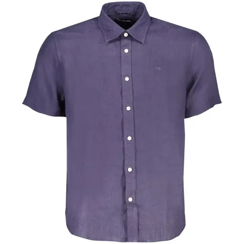 Linen Embroidered Shirt with Italian Collar , male, Sizes: S, M, L - North Sails - Modalova