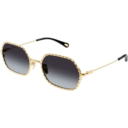 Gold/Grau Sonnenbrille , Damen, Größe: 56 MM - Chloé - Modalova