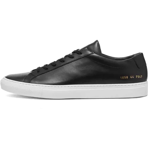 Leather Achilles Low with Gold Details , male, Sizes: 11 UK, 10 UK, 13 UK, 8 UK, 9 UK, 12 UK, 6 UK, 5 UK - Common Projects - Modalova