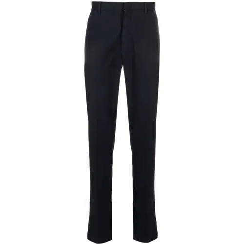 Navy Cotton Tailored Trousers , male, Sizes: L - Ermenegildo Zegna - Modalova