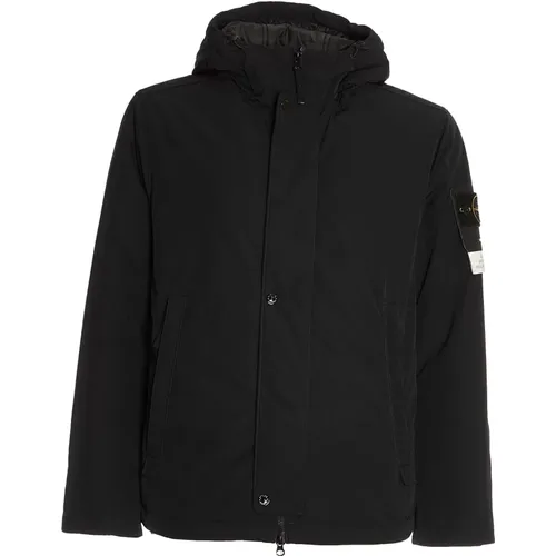 Schwarze Jacke für Männer AW24,Schwarze Herrenjacken - Stone Island - Modalova