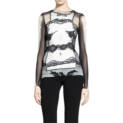 Lace Marinière Tank Top Overlay , female, Sizes: L, XS, M, S - Jean Paul Gaultier - Modalova