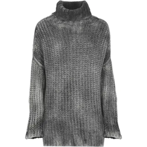 Grey Cashmere Silk Sweater High Neck , female, Sizes: XS - Avant Toi - Modalova