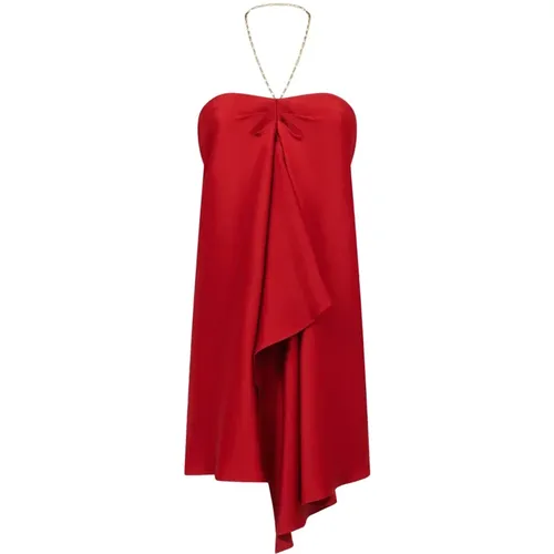 Rotes Kleid mit Herz-Ausschnitt und Kragen , D, Größe: S - Amen - Modalova