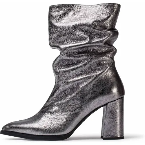 Gerüschte Knöchelstiefel Salma Blei - Größe: 38, Farbe: Metallic , Damen, Größe: 42 EU - Wonders - Modalova