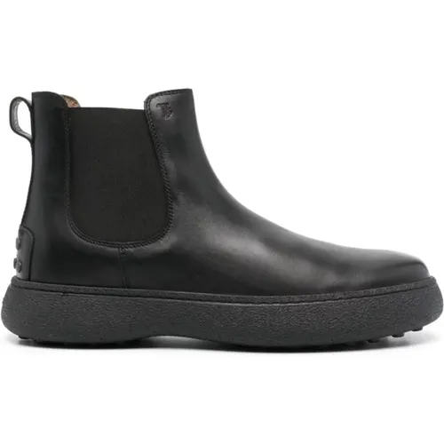 Schwarze Leder Chelsea Stiefel , Herren, Größe: 42 EU - TOD'S - Modalova