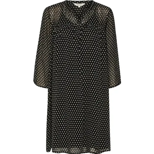 Schwarzes Mini Block Print Kleid , Damen, Größe: L - Part Two - Modalova
