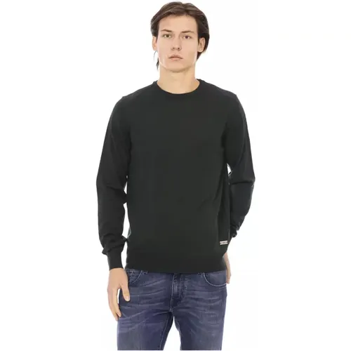 Monogramm Rundhals Pullover Grüner Stoff , Herren, Größe: XL - Baldinini - Modalova