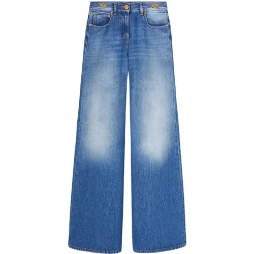 Indigo Washed Denim Jeans , female, Sizes: W26, W27 - Versace - Modalova