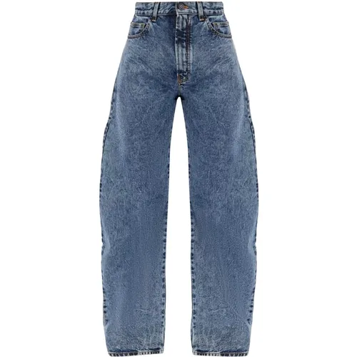 Bleu Neige High-Waisted Round Jeans,High-Waist Runde Jeans Blauer Schnee - Alaïa - Modalova