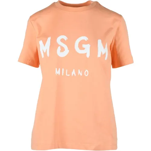 Baumwoll-T-Shirt mit Einzigartigem Stil , Damen, Größe: M - MSGM - Modalova