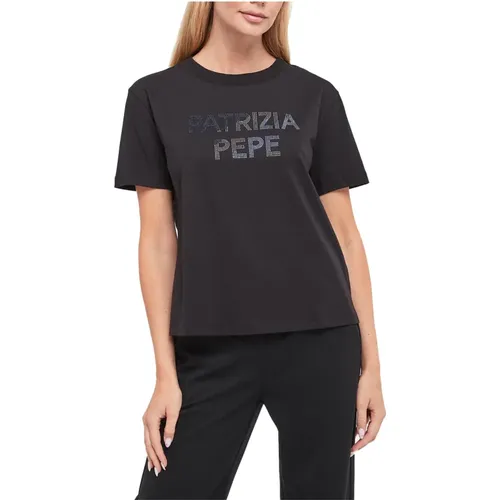 Schwarzes T-Shirt mit kurzen Ärmeln - PATRIZIA PEPE - Modalova