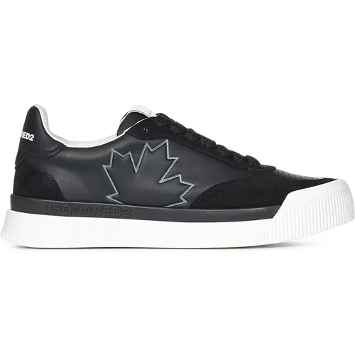 Leather Sneakers with Maple Leaf Detail , male, Sizes: 10 UK, 9 UK - Dsquared2 - Modalova