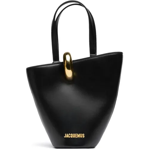 Schwarze Leder Tote Tasche - Jacquemus - Modalova