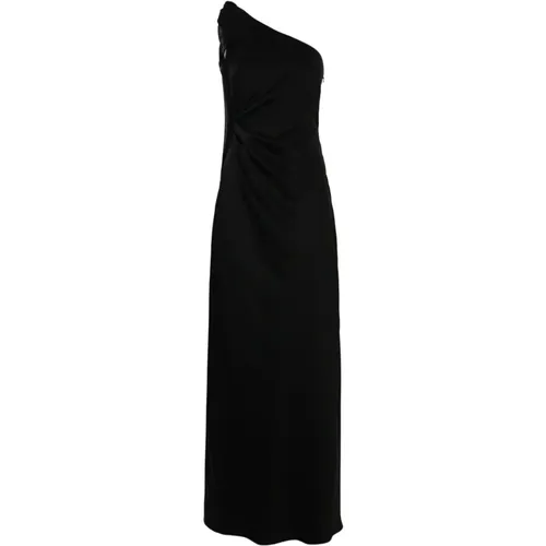 One-shoulder Satin Long Dress , female, Sizes: S, M, XS - Max Mara Studio - Modalova